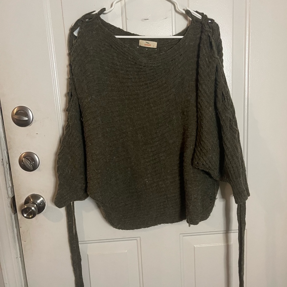 Off the shoulder green sweater